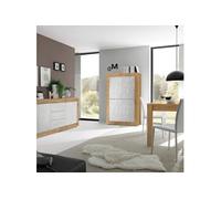 AltoBuy Ensemble Séjour Buffet 2 Portes 3 Tiroirs Aspect Bois Finition Cadiz façades Blanc texturées - OTELLO