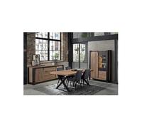 CLODIUS - Ensemble Séjour Complet et Table 200 cm Aspect Bois Finition Scarlet Piètement X Métal Noir - Altobuy Marron