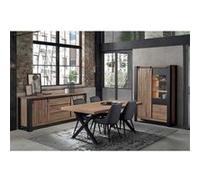 CLODIUS - Ensemble Séjour Complet et Table 230 cm Aspect Bois Finition Scarlet Piètement X Métal Noir - Altobuy Marron