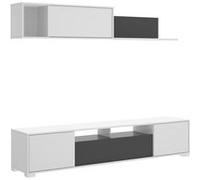 Ensemble sejour de 3 elements coloris blanc brillant/graphite -PEGANE- Blanc G