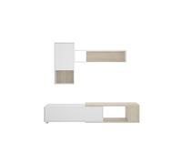 Ensemble sejour de 3 elements coloris Blanc Brillant /naturel --