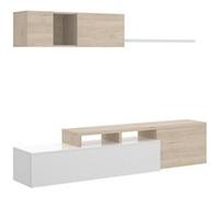 Ensemble sejour de 3 elements coloris blanc brillant/naturel -PEGANE- Blanc G