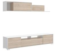 Ensemble sejour de 3 elements coloris blanc brillant/naturel -PEGANE- Blanc G