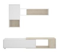 Ensemble sejour de 3 elements coloris Blanc Brillant /naturel -PEGANE- Blanc G