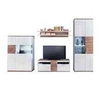 Ensemble séjour de 4 parties coloris blanc brillant - chêne