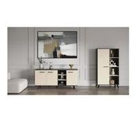 Ensemble séjour - Enfilade, Buffet haut, Table - KENT - Chene de fil / Sidewalk - DEMEYERE G