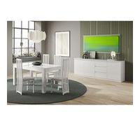 DEYTON - Ensemble Séjour Laqué Blanc Table 160cm + Buffet 3 Portes - Altobuy Blanc