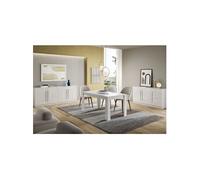 Ensemble Séjour Laqué Blanc Table 190cm + Buffets 3 et 4 Portes - CLARK -
