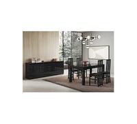 Ensemble Séjour Laqué Noir Table 190cm + Buffet 3 Portes - DEYTON -