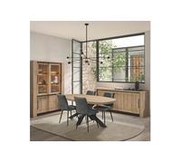 AltoBuy Ensemble séjour Table Repas Ovale Pied étoile + Buffet et argentier Aspect Bois Finition Castel Oak - SORIEL