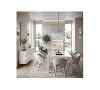 AltoBuy Ensemble séjour Table 190cm Blanc et marbre Pieds et poignées métal Anthracite - Carat