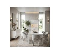 AltoBuy Ensemble séjour Table 190cm Blanc et marbre Pieds et poignées métal doré - Carat