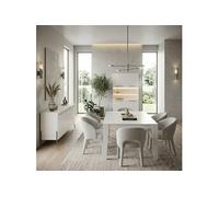 AltoBuy Ensemble séjour Table 190cm laqué Blanc Pieds et poignées métal Anthracite - Carat