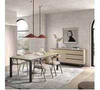 Ensemble séjour table repas 170cm + buffet aspect bois finition Urban Oak - BONNIE