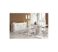 EROS - Ensemble Séjour Table Repas + Buffet 4 Portes Eclairage Led intégré - Altobuy Blanc