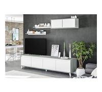 Ensemble sejour TV de 3 elements coloris Blanc Artic / Ciment -PEGANE- Blanc G