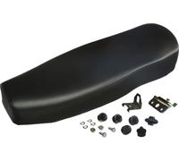 Ensemble : Selle lisse, noir avec inscription SIMSON, charnière, tampon en caoutchouc et petites pièces - Simson KR51 Schwalbe