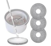 Ensemble serpillère plate et seau avec essoreuse rotative - Poignée télescopique - 2 recharges réutilisables en microfibre | Séparent l'eau propre et sale, rotation à 360°, rinçage et essorage à 360 °