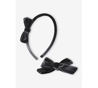 VERTBAUDET Ensemble serre-tête et chouchou en velours anthracite TU