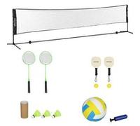 Ensemble set complet de badminton, pickleball et volleyball 3 en 1 réglable noir Noir G