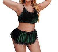 Ensemble Sexy Femme Noël Body Rouge Père Noël Sexy Coquine Hot Déguisement Saint Valentin Adulte Chemise De Nuit Naughty Fantaisie Babydoll en Dentelle Cosplay 1/2/3 Pièces Nuisette