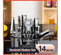 Ensemble shaker à cocktail - AKOZON - Kit 15 pièces - Acier inoxydable - Argent - Complet barman