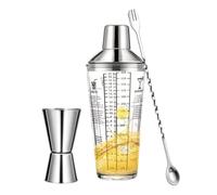 Ensemble Shaker à Cocktail Gobelet mélangeur étanche pour avec cuillère et | Shakers à Cocktail Pour Salle de Sport Bar Fêtes Fitness Sports Entraînement Maison 600 ml