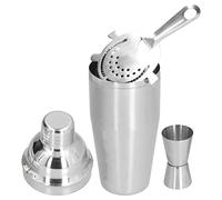 Ensemble shaker à cocktail, kit d'outils de bar en acier inoxydable de 750 ml avec passoire doseuse, mélangeur à margarita, shaker à boisson pour barman, kit martini pour bar à (Silver)