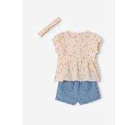 Ensemble short blouse bébé fille écru 3M(60CM)