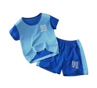 Ensemble Short Enfant Garçon 2 Pièces été en Survêtement Légère Et Respirante Sportif Enfant Maillots De Basketball Débardeur Actif et Shorts Maillot Garçon Ensemble Maillots (Blue, 3-4 Years)