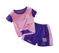 Ensemble Short Enfant Garçon 2 Pièces été en Survêtement Légère Et Respirante Sportif Enfant Maillots De Basketball Débardeur Actif et Shorts Maillot Garçon Ensemble Maillots (Purple, 7-8 Years)
