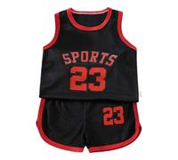 Ensemble Short Enfant Garçon 2 Pièces été en Survêtement Sportif Enfant Maillots De Basketball Débardeur Actif et Shorts Légère Et Respirante Maillot Garçon Ensemble Maillots (Black, 18-24 Months)