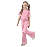 Ensemble Short Enfant GarçOn- Ensemble DéContracté Filles Haut à Manches Courtes avec NœUd Papillon Et Pantalon Long Deux PièCes Confortables Jouer