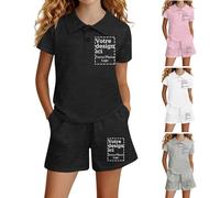 Ensemble Short et Polo Shirt Personnalisable pour Garçons Filles avec Texte Image Logo, Tee Shirt Personnalisable Polo Enfant Manches Courtes T Shirt Personnalisé Été Ensemble Vêtements Tenues Sport