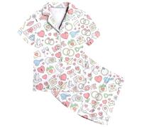 Ensemble Short et T-shirt Enfant Fille Été - Pyjama enfant ensemble confortable pour les nuits d'été vêtements de nuit à manches courtes et short boutonné idéal pour les filles pyjama doux et léger