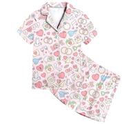 Ensemble Short et T-shirt Enfant Fille Été - Pyjama enfant ensemble confortable pour les nuits d'été vêtements de nuit à manches courtes et short boutonné idéal pour les filles pyjama doux et léger