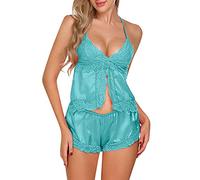 Ensemble Short Femme Pyjama Noel Sexy Ete Tenues Élégante Nuisette Chemise Manche Courte Tenue Blanc Bebe Chic Pijamas Hiver Satin Couple Assorti Haut Hauts De Vetement