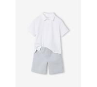 Ensemble short polo garçon rayé vert 10A