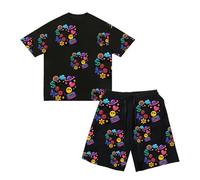 Ensemble Short Tee Shirt Garcon 3-13 Ans Ensembles de Vêtement Enfant Imprimés Dessins Animés Tee Shirt avec Short Tenues Enfant Décontracté Pyjama Garcon Tissu Doux et Respirant (Black, 8-9 Years)