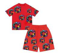 Ensemble Short Tee Shirt Garcon 3-13 Ans Ensembles de Vêtement Enfant Imprimés Dessins Animés Tee Shirt avec Short Tenues Enfant Décontracté Pyjama Garcon Tissu Doux et Respirant (Red, 12-13 Years)