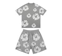 Ensemble Short Tee Shirt Homme, Ensemble Homme Ete Coton Vetement Mode Grande Taille DéContracté Haut Et Short De SurvêTement Fleurs Sweatshirt Unisexe Confortable