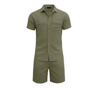 Ensemble Short Tee Shirt Homme Sport Lin Fitness Polaire Kaki Fluide Confortable Regular Pull Moderne Gaufré Complete La Senior Boheme Man Nouveau Nouveauté Tisse Assortis