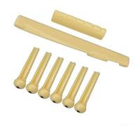 Ensemble sillet de guitare acoustique à 6 cordes, selle et chevalet - Pièces de rechange en plastique pour guitares acoustiques standard (blanc/jaune/noir) (jaune)
