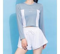 Ensemble simple et pratique à manches longues et short pour femme pour un confort quotidien avec tissu élastique qui bouge avec vous tout au long de la journée (M bleu)