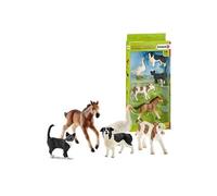 Ensemble Schleich SLH42386 Assortiment de jouets pour animaux du monde de la ferme - Lot de 5 - Chat, chien, vache, figurine. multicolore