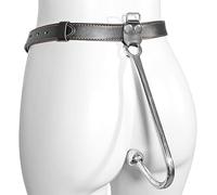 Ensemble SM, crochet anal en cuir véritable avec ceinture, accessoires de bondage, crochet anal métallique, ceinture de chasteté réglable, jouets anaux unisexes (2.0Crochet anal + sangle en cuir)