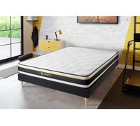 Ensemble Soft 160x220cm + sommier Kit - 19cm - Mousse haute densit avec micro-cellules d'air - Tonique - Sommier kit Noir - Avec couette et oreillers