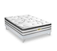 Ensemble sommier Bois Blanc et Matelas Concorde Ressorts ensachés Accueil mémoire 26cm 160x200cm