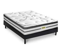 Ensemble sommier Bois Noir et Matelas Concorde Ressorts ensachés Accueil mémoire 26cm 180x200cm