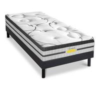 Ensemble sommier Bois Noir et Matelas Concorde Ressorts ensachés Accueil mémoire - 26cm - 90x190cm